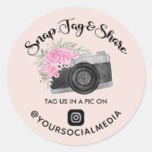 スナップ、ラベル、共有Instagramソーシャルメディア ラウンドシール (正面)