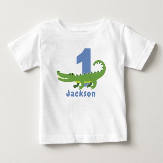 スナップ! 1歳のワニの誕生日Tシャツ ベビーTシャツ (正面)