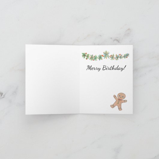 スナーキーおもしろいクリスマス12月誕生日 カード (内部)