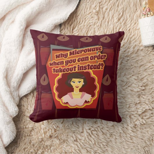 スナーキーマイクロ波レトロハウスワイフテイクアウトスローガン クッション (ブランケット)