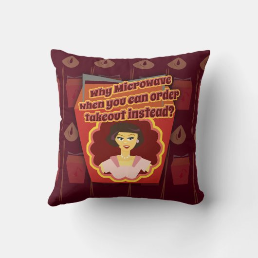 スナーキーマイクロ波レトロハウスワイフテイクアウトスローガン クッション (裏面)