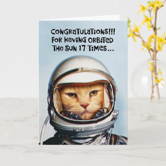 スナーキー17番目の誕生日おめでとうカード カード (黄色い花)