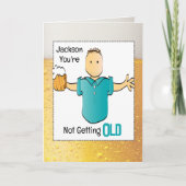 スナーキー60誕生日男性マンガビール老齢期おもしろい カード (正面)