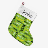 スナーキー·グリンチ|歯ぎしりのスナーキーなフレーズパターン ラージクリスマスストッキング (正面 (吊り時))