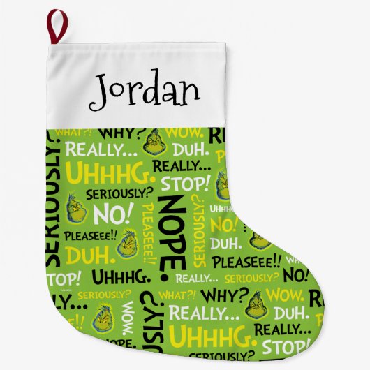 スナーキー·グリンチ|歯ぎしりのスナーキーなフレーズパターン ラージクリスマスストッキング (正面)