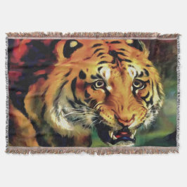 スナーリングタイガー芸術的ポートレート スローブランケット