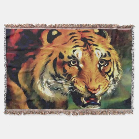 スナーリングタイガー芸術的ポートレート スローブランケット (正面)