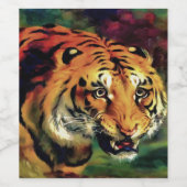 スナーリングタイガー芸術的ポートレート ワインラベル (シングルラベル)