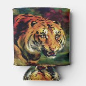 スナーリングタイガー芸術的ポートレート 缶クーラー (裏面)
