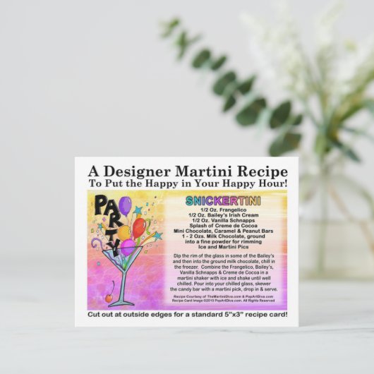 スニッカーティニキャンディマルティニレシピカードポストカード ポストカード (スタンド正面)