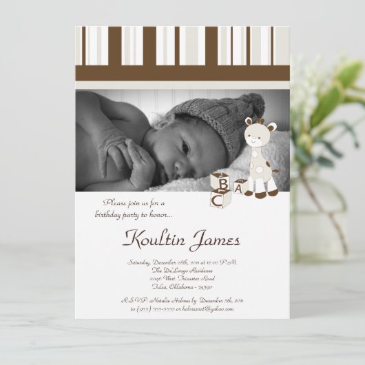 スニッカードゥードルキレーフグレー誕生日招待状 招待状 (スタンド正面)