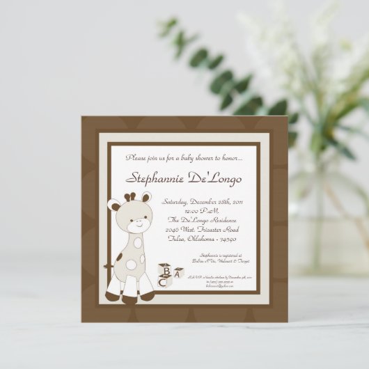 スニッカードゥードルギラフベビーシャワー招待状 招待状 (スタンド正面)