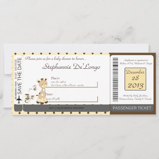 スニッカードードルキリンベビーシャワー招待状 招待状 (正面)