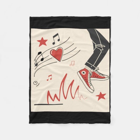 スニッカー音楽カラフル表現デジタルアートイリュウ フリースブランケット (正面)
