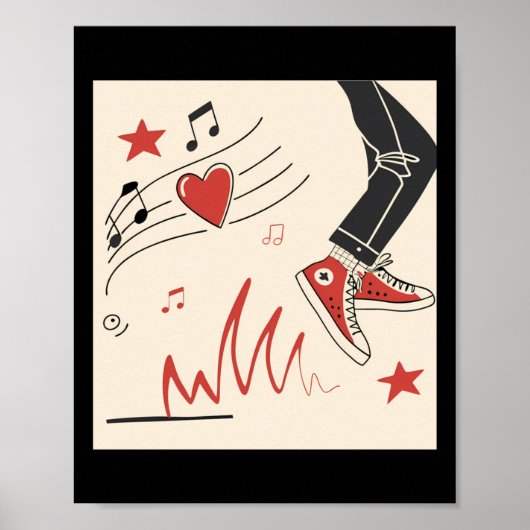 スニッカー音楽カラフル表現デジタルアートイリュウ ポスター (正面)
