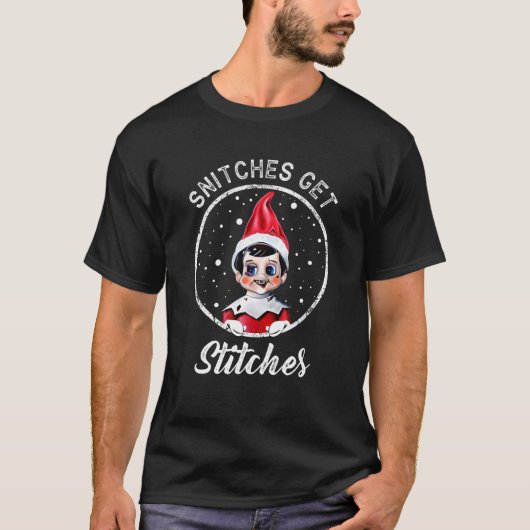 スニッチはステッチを取得するおもしろいクリスマススニッチは取得 Tシャツ (正面)