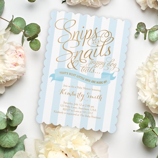 スニップスとカタツムリ男の赤ちゃんベビーシャワー招待状 招待状