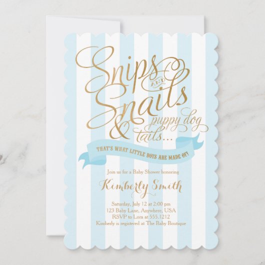 スニップスとカタツムリ男の赤ちゃんベビーシャワー招待状 招待状 (正面)