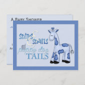 スニップス&カタツムリ男の赤ちゃんブルーシャワー招待状 インビテーションポストカード (正面/裏面)