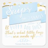 スニップス&カタツムリ青金ゴールドストライプの優先スティッカー スクエアシール (正面)