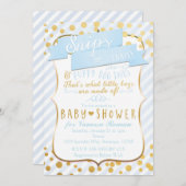 スニップス&カタツムルブルー&金ゴールドベビーシャワー招待状 招待状 (正面/裏面)