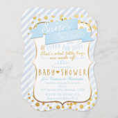スニップス&カタツムルブルー&金ゴールドベビーシャワー招待状 招待状 (正面/裏面)