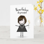 スニーカーでかわいいスティックガール引用文 カード (黄色い花)