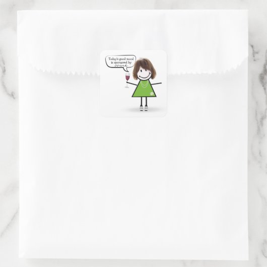 スニーカーでパーティーの女の子をスティック スクエアシール (バッグ)