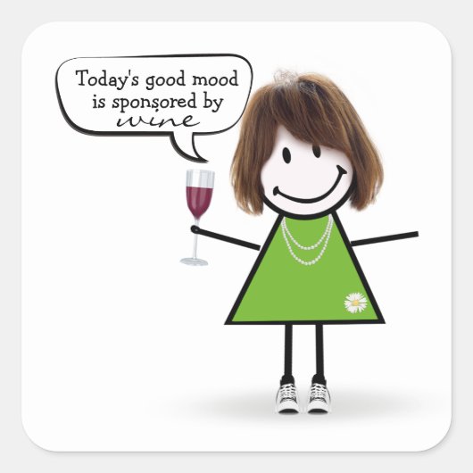 スニーカーでパーティーの女の子をスティック スクエアシール (正面)