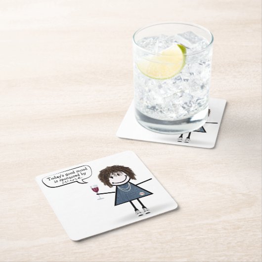 スニーカーでパーティーの女の子をワインで縛る スクエアペーパーコースター (インサイチュ)