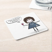 スニーカーでパーティーの女の子をワインで縛る スクエアペーパーコースター (アングル)