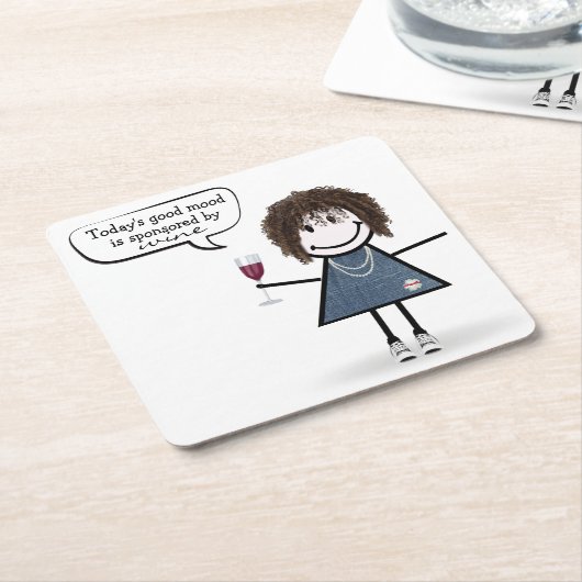 スニーカーでパーティーの女の子をワインで縛る スクエアペーパーコースター (アングル)