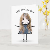 スニーカーでフィギュアの女の子 カード (黄色い花)