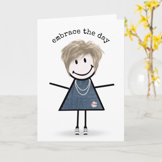 スニーカーでフィギュアの女の子 カード (黄色い花)