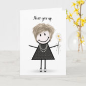 スニーカーで可愛いスティックガール カード (黄色い花)