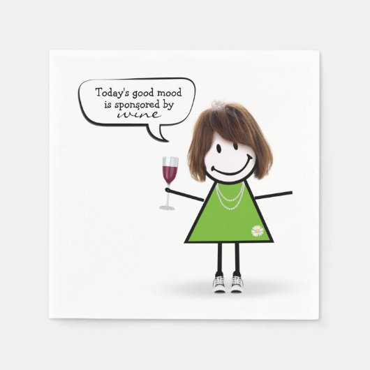 スニーカーで女の子をワインでスティッキング スタンダードカクテルナプキン (正面)