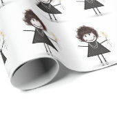 スニーカーで女の子を白にステッキ ラッピングペーパー (ロールコーナー)