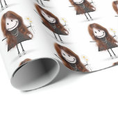 スニーカーで女の子を白にステッキ ラッピングペーパー (ロールコーナー)