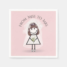 スニーカーで花嫁スティック女の子デイジーブーケ スタンダードカクテルナプキン