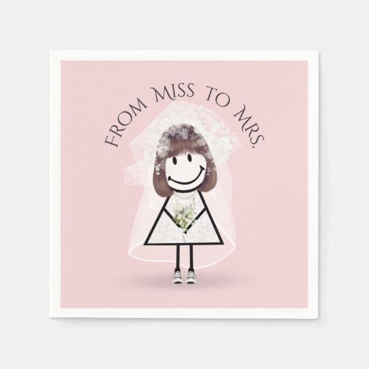 スニーカーで花嫁スティック女の子デイジーブーケ スタンダードカクテルナプキン (正面)