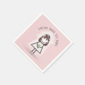 スニーカーで花嫁スティック女の子デイジーブーケ スタンダードカクテルナプキン (角)