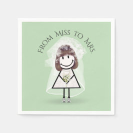 スニーカーで花嫁スティック女の子デイジーブーケ スタンダードカクテルナプキン