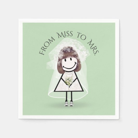 スニーカーで花嫁スティック女の子デイジーブーケ スタンダードカクテルナプキン (正面)