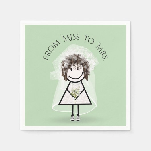 スニーカーで花嫁スティック女の子デイジーブーケ スタンダードカクテルナプキン (正面)