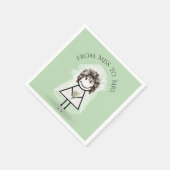 スニーカーで花嫁スティック女の子デイジーブーケ スタンダードカクテルナプキン (角)