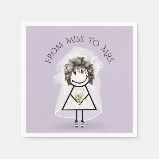 スニーカーで花嫁スティック女の子デイジーブーケ スタンダードカクテルナプキン (正面)