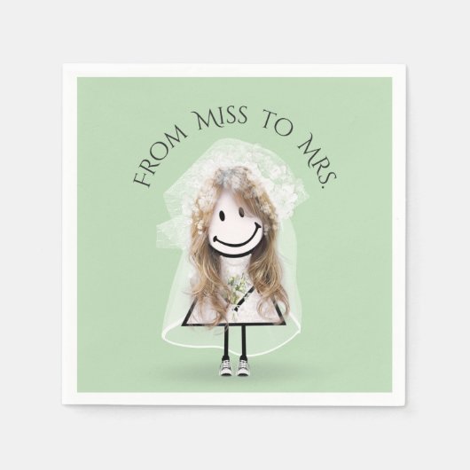 スニーカーで花嫁スティック女の子デイジーブーケ スタンダードカクテルナプキン (正面)