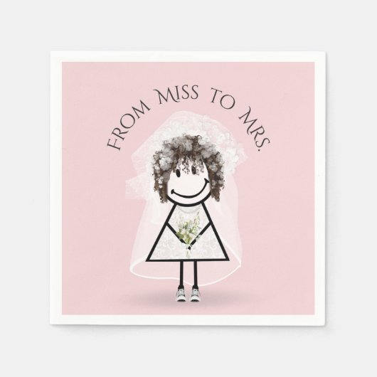 スニーカーで花嫁スティック女の子デイジーブーケ スタンダードカクテルナプキン (正面)