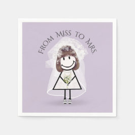 スニーカーで花嫁スティック女の子デイジーブーケ スタンダードカクテルナプキン