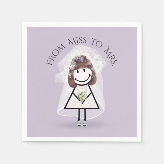 スニーカーで花嫁スティック女の子デイジーブーケ スタンダードカクテルナプキン (正面)